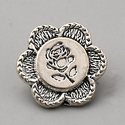 Цветок Кнопки 2, античное серебро, цветок, 17x15.50x6.50 мм, отверстие: 2 мм