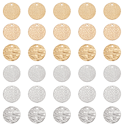 Золотой & Цвет Нержавеющей Стали Подвески из нержавеющей стали с вакуумным покрытием pvd, плоско-круглые, золотые и нержавеющая сталь цвет, 60 шт / коробка