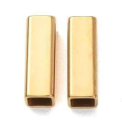 Настоящее золото 18K 304 шарики из нержавеющей стальной трубы, кубоид, ионное покрытие (ip), реальный 18 k позолоченный, 15x5x5 мм, отверстие : 4x4 мм