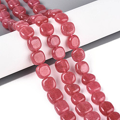 Светло-Коралловый Бусины из натурального белого нефрита, квадратный, окрашенные, свет коралловый, 9~12x9~12x5~8 мм, отверстие : 1~1.2 мм, около 33~37 шт / нитка, 14.96~15.16 дюйм (38~38.5 см)