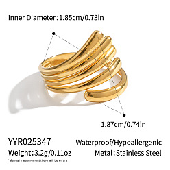 Настоящее золото 18K 304 открытые манжеты из нержавеющей стали для женщин, реальный 18 k позолоченный, 18.7 мм, размер США 8 1/2 (18.5 мм)