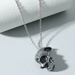 Античное Серебро Готические ожерелья из цинкового сплава с подвеской в виде сломанной половины черепа для мужчин, античное серебро, 20.08 дюйм (51 см)