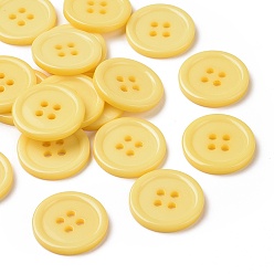 Yellow Resin Buttons, Dyed, Flat Round, Yellow, 20x3mm, Hole: 2mm, 195pcs/bag