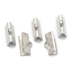 Нержавеющая Сталь Цвет Не тускнеет 304 концы ленты из нержавеющей стали с обжимом, цвет нержавеющей стали, 7x13x5 мм, отверстие : 1x2.5 мм