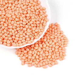 Легкий Лосось Выпечка краска стеклянные бусины, баррель, светлый померанцевый, 4~4.5x3~3.5 мм, отверстие : 0.8~0.9 мм, Около 6080 шт / фунт