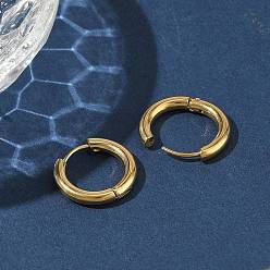Настоящее золото 14K 304 обруч серьги из нержавеющей стали замке, круглые, ионное покрытие (ip), реальный 14 k позолоченный, 18x3 мм, 9 датчик