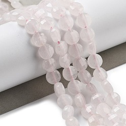 Розовый Кварц Природного розового кварца нитей бисера, граненые, плоско-круглые, 6~7.5x4~5.5 мм, отверстие : 0.8~1 мм, около 56~70 шт / нитка, 15.31~16.10 дюйм (38.9~40.9 см)