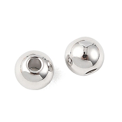 Plaqué Platine Véritable Perles d'espacement en laiton shegrace, ronde, sans cadmium et sans nickel et sans plomb, Platine plaqué, 6mm, Trou: 1.6mm