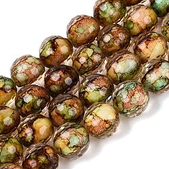 Peru Resin Beads Strands, Bead in Bead, with Glass Imitation Stone Bead Inside, Round, Faceted(96 Facets), Peru, 9~10mm, Hole: 0.7mm, about 49~51pcs/strand, 18.50~19.29 inch(47~49cm)