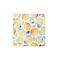 Lemon Porcelain Cup Mats, Coasters, with Anti-slip Cork Bottom, Water Absorption Heat Insulation, Square with Fruit, Lemon Pattern, 108x108mm