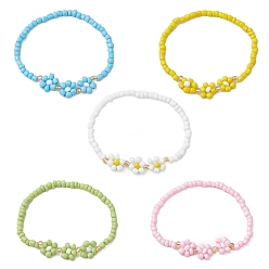 (52) Непрозрачная лаванда Эластичные браслеты из стекла, прекрасно для женщин, цветок, разноцветные, внутренний диаметр: 2-1/8 дюйм (5.5 см)