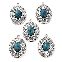 Ляпис-Лазурь 304 подвески из нержавеющей стали, овальные подвески из натурального лазурита, цвет нержавеющей стали, 21x15x5.5~6.5 мм, отверстие : 1.5 мм