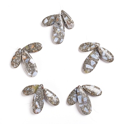 Темно-оливково-зеленый Синтетические серебряные линии синие кружева агат подвески, слеза, темно-оливковый зеленый, 34.5~50.5x15~20.5x6.5~7 мм, отверстие : 2 мм