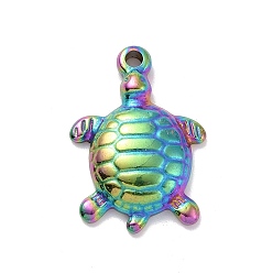 Rainbow Color Вакуумное покрытие pvd 304 подвески из нержавеющей стали, черепаха, Радуга цветов, 21x14.5x3.5 мм, отверстие : 1.5 мм