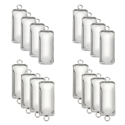 Stainless Steel Color DIY Rectangle Pendant Making Kit, Including Rectangle 304 Stainless Steel Pendant Cabochon Settings, Plain Edge Bezel Cups, Transparent Rectangle Glass Cabochons, Stainless Steel Color, Settings: 40pcs/set