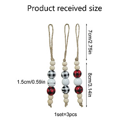 Разноцветный Рождественские деревянные бусины, подвесные украшения, подвесные украшения для рождественской елки дома, красочный, 150x15 мм, 3 шт / комплект