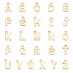 Letter A~Z Латунь прелести, алфавит, реальный 18 k позолоченный, Письмо ~ Z, 8~8.5x4~6x1.5 мм, отверстие : 0.8 мм, 26 шт / коробка