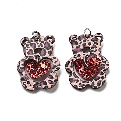 Медведь Большие кожаные подвески, с железным кольцом, коллекция ко дню святого валентина, медведь, 34.5x26x2 мм, отверстие : 5 мм