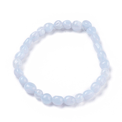 Blue Lace Agate Natural Blue Lace Agate Bead Stretch Bracelets, Tumbled Stone, Nuggets, Inner Diameter: 2~2-1/4 inch(5.2~5.6cm)
