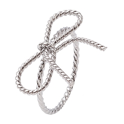 Платина Покрытие стойки латунные кольца на палец, долговечный, без свинца и без кадмия, бантом, платина, размер США 7 1/4 (17.5 мм)