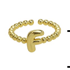 Letter F Латунные манжеты с открытыми кольцами, золотые, Буква F, внутренний диаметр: регулируемый
