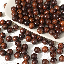 Темно-Красный Натуральные деревянные бусы, круглые, темно-красный, 8 мм, отверстие : 1.5 мм