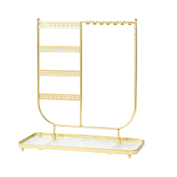 Золотой U-образный железный органайзер для украшений с подносом, для ожерелий браслетов колец сережек, золотые, 30x13.5x33 см