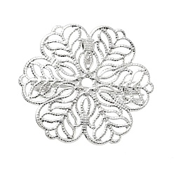 Platinum & Light Gold Flower Brass Lapel Pin Brooches for Clothes, Platinum & Light Gold, 27.5x30mm