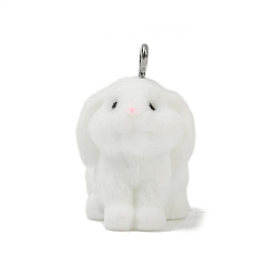 Кролик Подвески из непрозрачной смолы с рисунком животных, с железной платиной петлей, кролик, 27x27x16 мм, отверстие : 2 мм