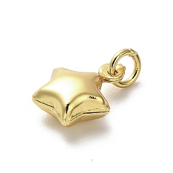 Золотой 925 стерлингов серебряные подвески, подвески-звезды с кольцами-прыгунами, золотые, 11x9x5 мм, отверстие : 3 мм