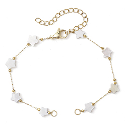 Золотой 316 цепи из нержавеющей стали, изготовление браслета из бисера из натуральной белой ракушки, золотые, 6-7/8 дюйм (17.5 см)