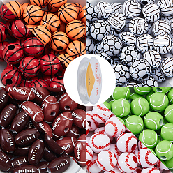 Mixed Shapes 320шт. 8 стили, наборы для изготовления браслетов из акриловых спортивных бусин в стиле крафта, с 1 рулоном кристаллической эластичной растягивающейся нити, разнообразные, 12x10.5 мм, отверстие : 3.5~4 мм, Около 600 шт / 500 г