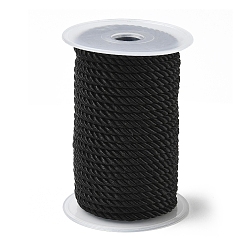 Noir Cordes en nylon torsadées, noir, 5mm, environ 18~19 yards / roll (16.4 m ~ 17.3 m / roll)