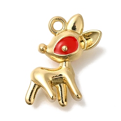 Олень Новогодняя тема сплава эмали подвески, золотые, олень, 17x16x5.5 мм, отверстие : 1.6 мм