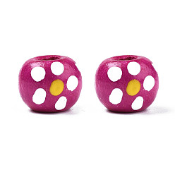 Средний Фиолетово-красный Бусины из натурального дерева, круглый в горошек, средне фиолетовый красный, 9~10.5x8~9 мм, отверстие : 2.5~3.5 мм, Около 3700 шт / 1000 г