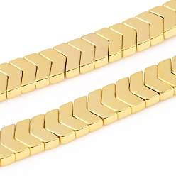 с Золотистым Покрытием Гальванические немагнитная синтетический гематит бисер пряди, стрелка, с золотым покрытием, 5.5x8x3 мм, отверстие : 1 мм, около 114 шт / нитка, 16.14 дюйм (41 см)