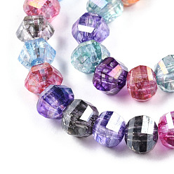 Mixed Color Transparent Electroplate Glass Beads Strands, AB Color Plated, Faceted, Round, Mixed Color, 8x7mm, Hole: 2mm, about 60pcs/strand, 14.96 inch(38cm)