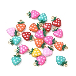 (52) Непрозрачная лаванда 304 нержавеющей стальной эмали подвески, клубника прелести, без свинца, без кадмии и без никеля, разноцветные, 12.5x8x2.5 мм, отверстие : 1.2 мм