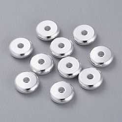 Серебро 201 из нержавеющей стали разделительные бусины, плоско-круглые, серебряные, 8x2.5 мм, отверстие : 1.8 мм