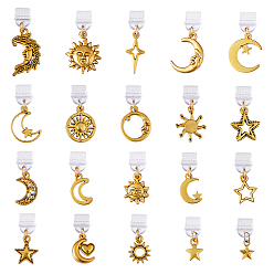 Золотой 20шт пластиковые мобильные пылезащитные заглушки, Сплав с подвесками, звезда & луна и солнце, золотые, 23~38 мм, 20 шт / комплект