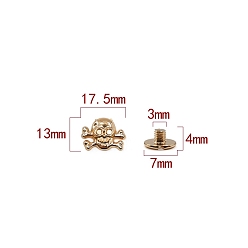 Light Gold Zinc Alloy Decorative Buttons, Skull, Light Gold, 1.3x1.75cm