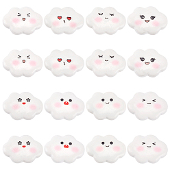 Белый 64 шт. 8 стили забавные непрозрачные кабошоны из смолы, облако со смайликом, белые, 21x30x2 мм, 8 шт / стиль