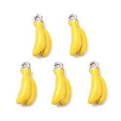Банан Подвески из эмали и сплава, фруктовое очарование, без свинца и без кадмия, платина, банан, 18.5x6.5x5.5 мм, отверстие : 1.8 мм