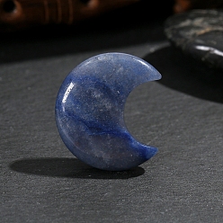 Синий Авантюрин Натуральный голубой авантюрин (окрашенный и нагретый) массажер из пальмового камня, Камень беспокойства для терапии беспокойства, луна, 30x25x8 мм