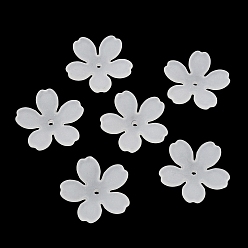 Белый 5-лепестковые матовые акриловые колпачки для бусин, цветок, белые, 25.5x26.5x5 мм, отверстие : 1.6 мм, Около 574 шт / 500 г