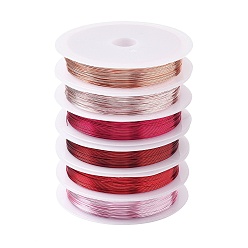 (52) Непрозрачная лаванда 6 рулоны 6 цветная круглая медная проволока набор для изготовления ювелирных изделий, разноцветные, 0.4 мм, 26 датчик, около 32.81 футов (10 м) / рулон, 1 рулон / цвет