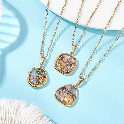 Золотой 3шт. 3 стили летний пляжный кулон из натуральной раковины пауа 304 цепочки из нержавеющей стали для женщин, разнообразные, золотые, 17.36~17.56 дюйм (44.1~44.6 см), 1 шт / стиль