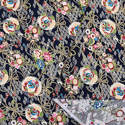 Midnight Blue Japanese-style Cotton Fabric, Clothing Accessories, Crane Pattern, Midnight Blue, 1000x1500x0.3mm