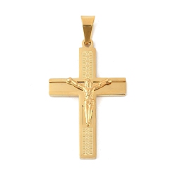 Золотой 304 подвески из нержавеющей стали, ионное покрытие (ip), подвеска в виде креста-распятия, золотые, 47.5x26.5x4.5 мм, отверстие : 8x4.5 мм
