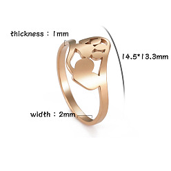 Розовое Золото Кольца из нержавеющей стали, украшения для унисекс, отпечаток лапы с сердцем, розовое золото , размер США 9 (18.9 мм)